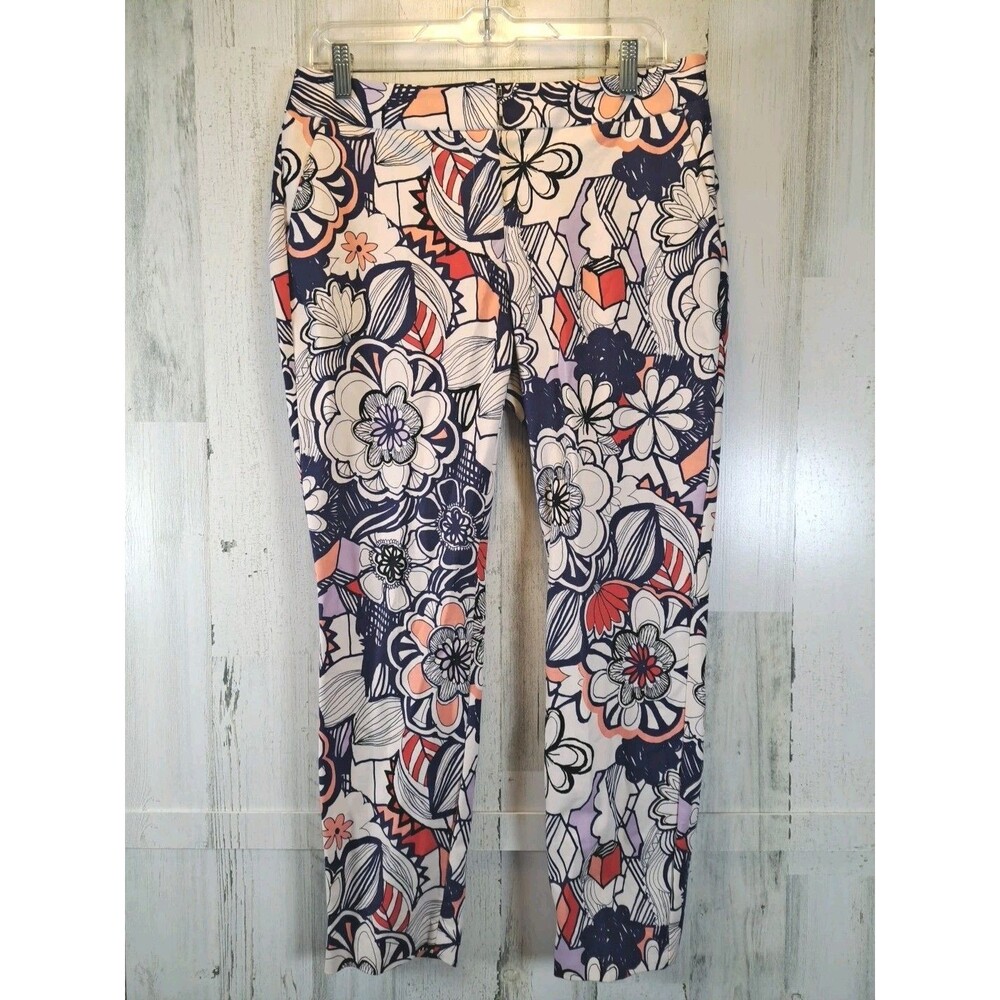 Express Columnist Ankle Pants Blue Multi Floral Print 8R Womans Trousers Casual